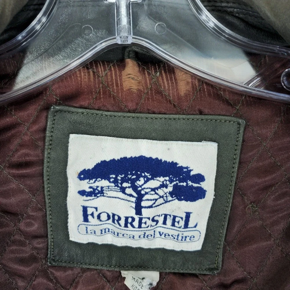 Vintage Forrestel Green Leather Bomber Jacket Size‎ M Naturally Distressed Lined